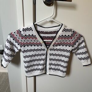 Zara kids unisex baby boy sweater fair isle cardigan white blue 12-18 months